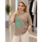 تیشرت باکسی زنانه چاپی نسکافه‌ای