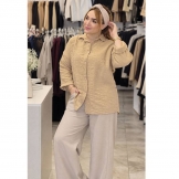 شومیز پفکی دکمه دار نسکافه‌ای