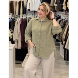 شومیز پفکی دکمه دار سبز