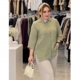 شومیز پفکی دکمه دار سبز