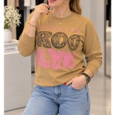  بلوز دورس چاپی قهوه‌ای روشن