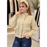 بامبر کتان دو جیب استخوانی