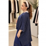 ست رویه و سارافون راه راه سرمه‌ای