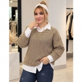  شومیز پیچازی کرم قهوه‌ای