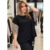  هودی کلاهدار پلنگی مشکی