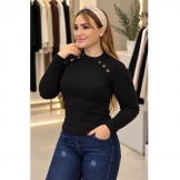  بلوز فانریپ سرشانه دکمه مشکی