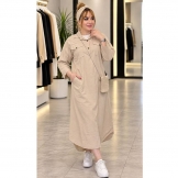 کفتان لینن کیف دار کرم
