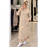 کفتان لینن کیف دار کرم