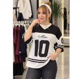تیشرت باکسی طرح (10) مشکی سفید
