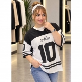 تیشرت باکسی طرح (10) مشکی سفید