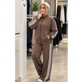  ست سویشرت و شلوار سه خط قهوه‌ای