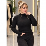 بلوز یقه اسکی فینگردار مشکی