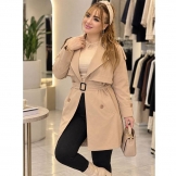 بارانی کتان آستین پاگون کرم