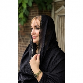 شال مشکی لبه پولکی 35700627