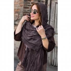 شال حصیری چروک قهوه ای  4600011/1