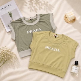 کراپ تاپ نخ پنبه کمرکش (PRADA) 289002527