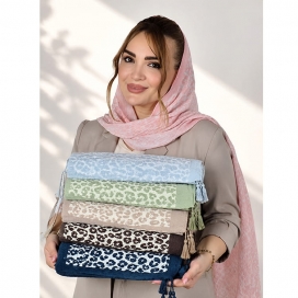 شال نخ پلیسه پلنگی 34600342/1