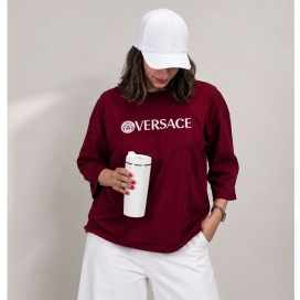 تیشرت لانگ زنانه (VERSACE) زرشکی
