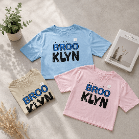 تیشرت نخ و پنبه brooklyn  رنگ صورتی