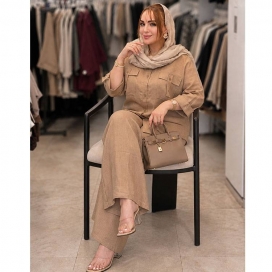 ست دو جیب قهوه‌ای روشن