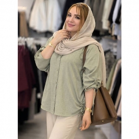 شومیز زنانه آستین گت سبز ملایم
