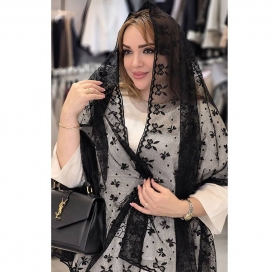 شال زنانه توری طرحدار مشکی
