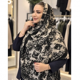 شال زنانه طرحدار دیور مشکی طوسی