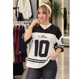 تیشرت باکسی طرح (10) مشکی سفید
