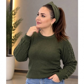 بافت زنانه آستین طرحدار یشمی