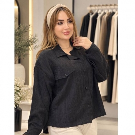 شومیز زنانه دو جیب مشکی