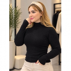 فانریپ آستین بلند یقه اسکی فینگر دار مشکی