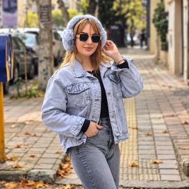 کت جین زنانه زاپدار طوسی روشن